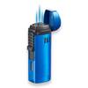 Visol Denali Torch Flame Triple Jet Cigar Lighter - Blue - Exterior Front with Flame