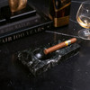 Bey-Berk Marble 1-Cigar Ashtray - Black Zebra - Exterior Front