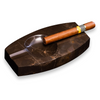 Popolník na 2 cigary Bey-Berk Marble - Amber Emperador - Vonkajšia predná časť s cigarou