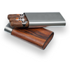 Drevo a kov Visol Carver 3-prstové puzdro na cigary – prírodné drevo a nehrdzavejúca oceľ – vonkajšia predná časť otvorená s cigarami