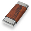 Visol Carver Wood and Metal 3-Finger Cigar Case - Natural Wood and Stainless Steel - Exterior Front