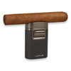 Lotus Brawn Torch Flame Quad Jet Tabletop Cigar Lighter - Black Crackle and Gunmetal - Left Facing