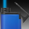 Accendino per sigari Colibri Belmont Torch Flame a getto singolo - Nero e Blu - Coperchio aperto