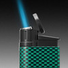 Colibri Evo Torch Flame Single Jet Cigar Lighter - Carbon Fiber Series - Green - Flame2