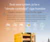 Especificaciones del humidor eléctrico Raching mon800a con control climático gold burl de 600 cigarros