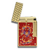S.T. Dupont Line 2 Soft Flame Cigar Lighter - Perfect Ping Series - Year Of The Dragon - Burgundy and Gold - Lid Flipped Open
