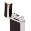 Elie Bleu Two-Tone J-14 Torch Flame Single Jet Cigar Lighter - Black Grid - Main Image - Lid Flipped Open