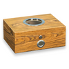 Bey-Berk Olive Wood 100 Cigar Humidor with Glass Port Hole (C424)