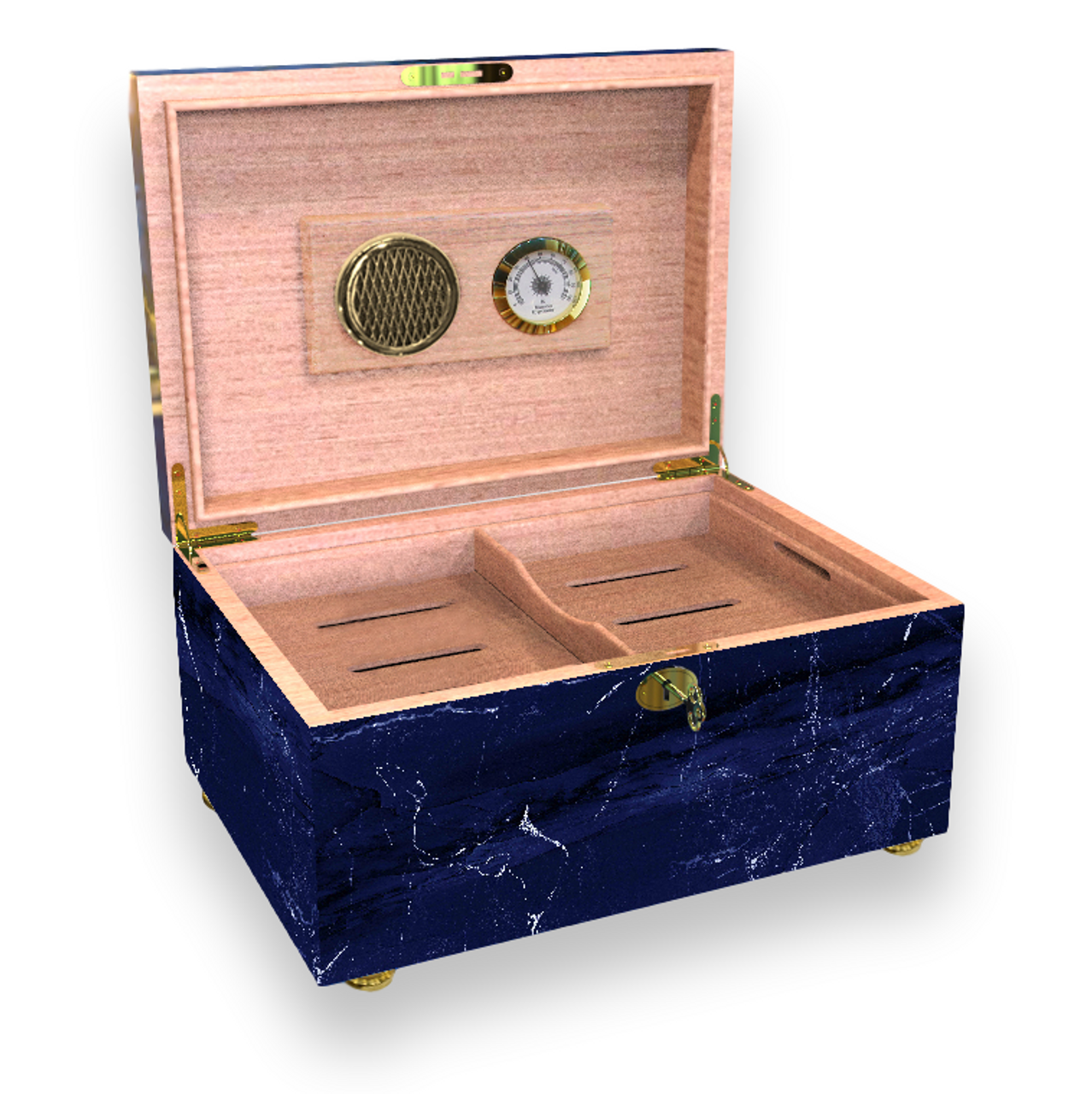 Desktop Cigar Humidor With Gold Plated Hygrometer • The Gentleman's Flavor