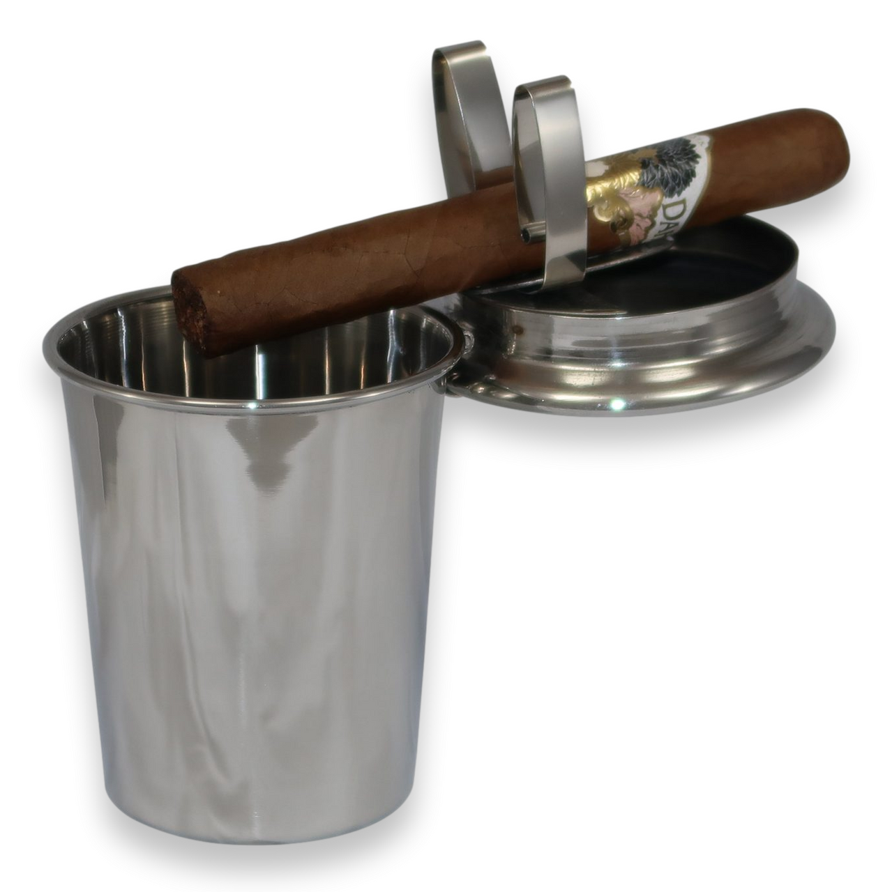 Stinky Zigarren-Autoaschenbecher aus poliertem Edelstahl für 1 Zigarre