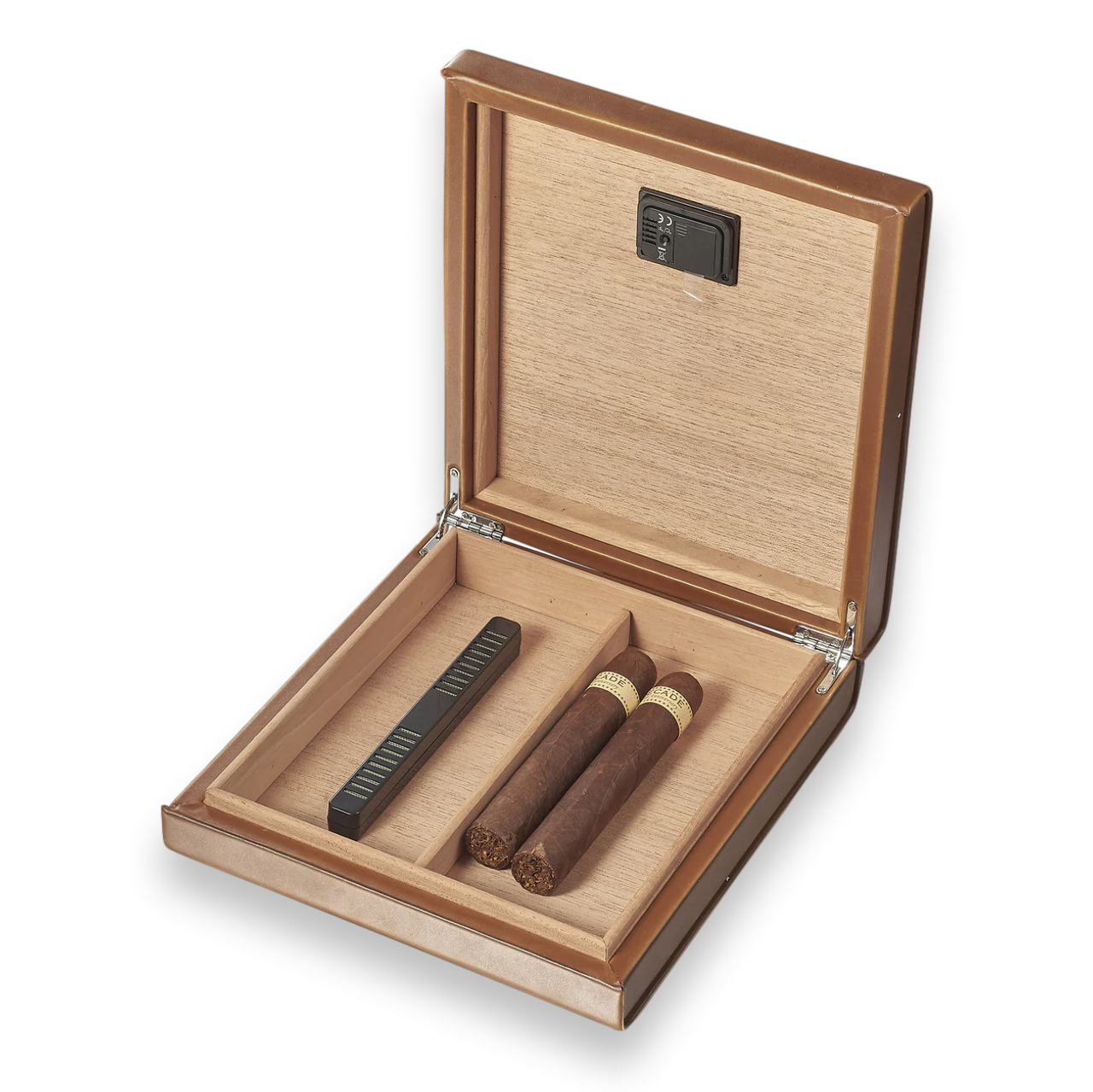 Humidor para puros de madera hecho a mano con capacidad para 10-20 puros,  caja de escritorio con higrómetro y humidificador, cierre de montaje frontal