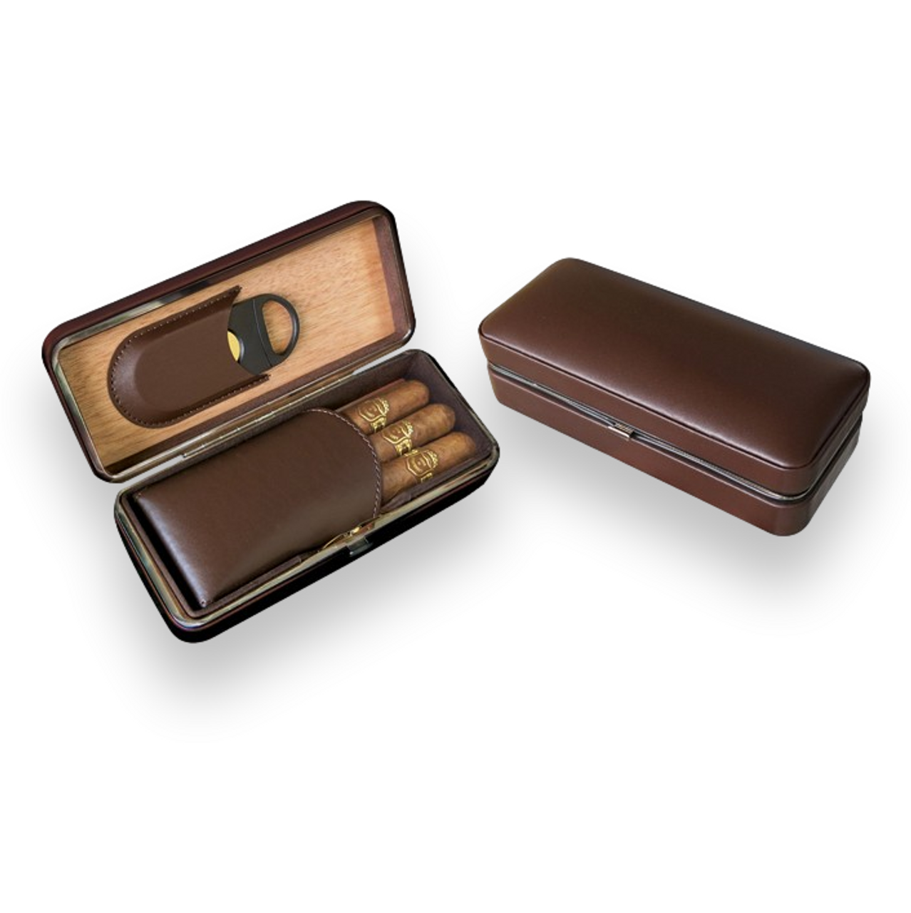 Prestige Manhattan Leather 4-Finger Travel Cigar Cases - with on Board  Accessories