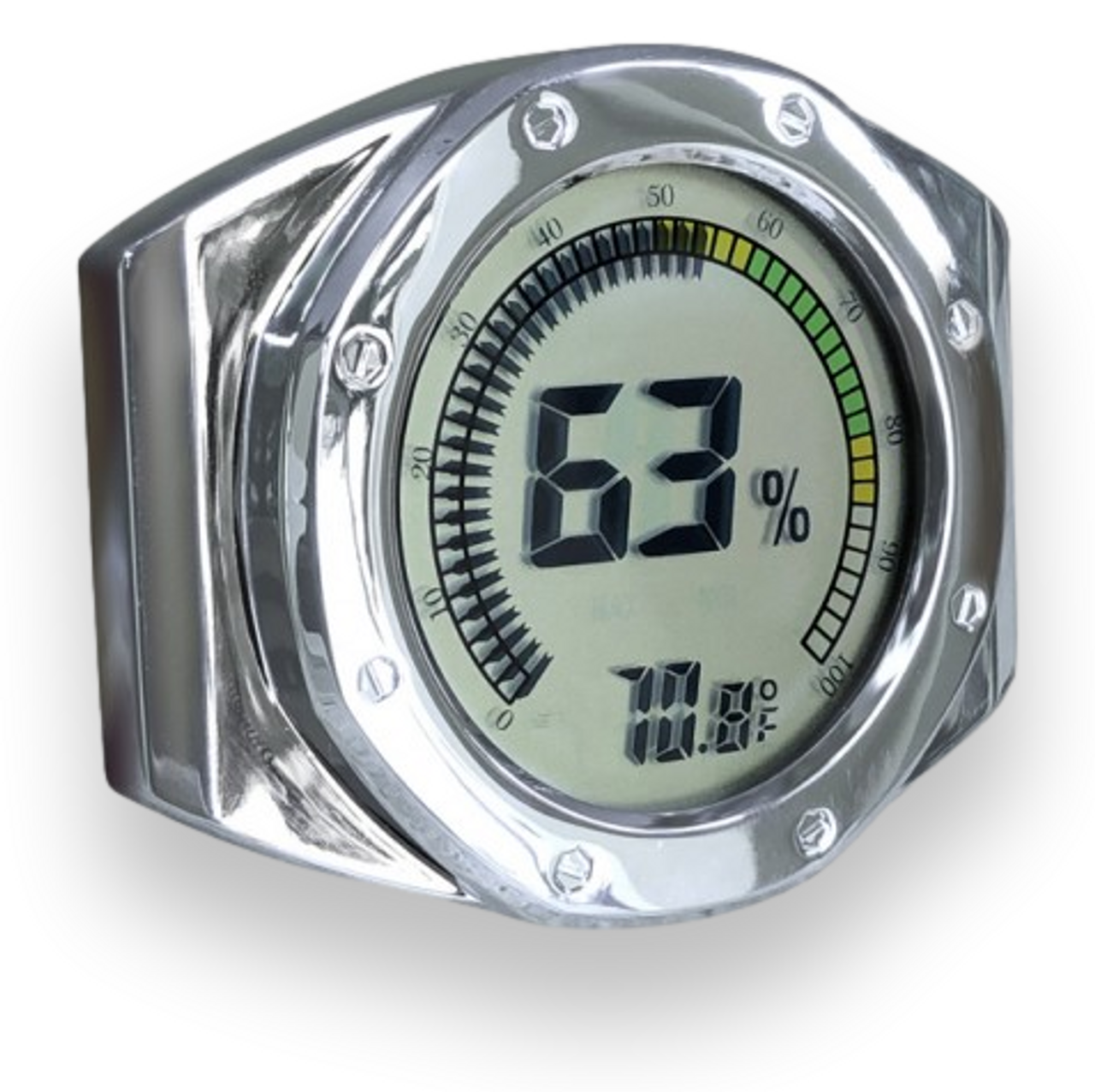 Don Salvatore Round Digital Hygrometer Silver (FH-1539-S)