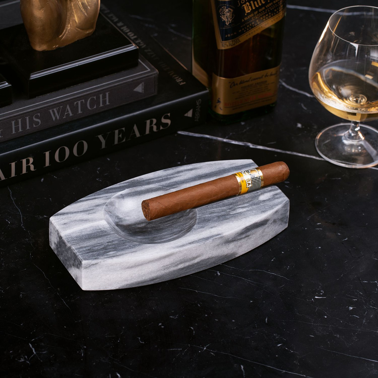 Bey-Berk Marble 2-Cigar Ashtrays
