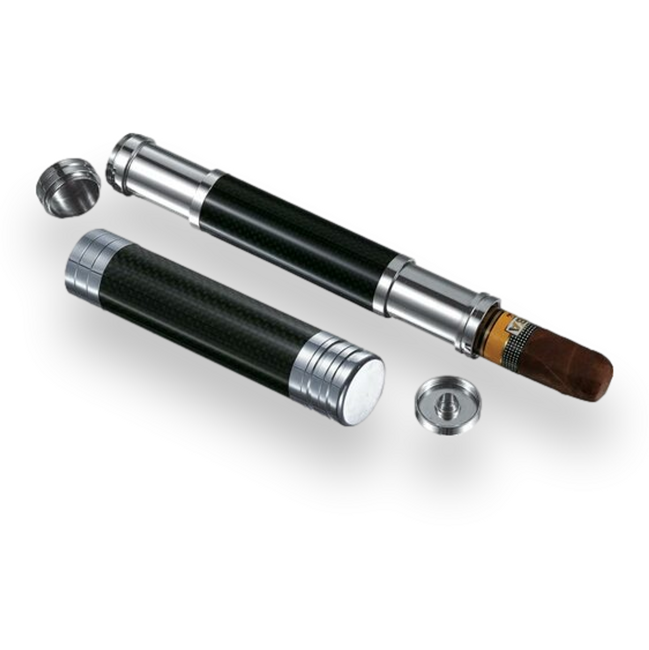 Visol Sigma Matte Black Finish Stainless Steel Cigar Tube - VCASE1003BK