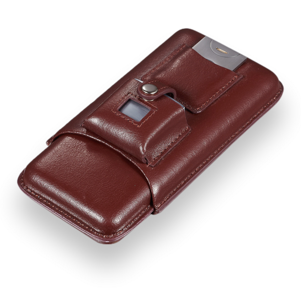 Visol Renly Black Leather Cigar Case with Lighter and Cutter