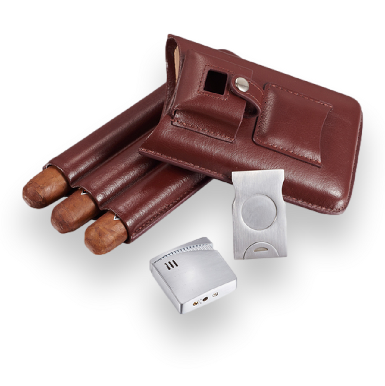 Visol Arnoldo Genuine Leather Cigar Case - Holds 4 Cigars – Lighters Direct