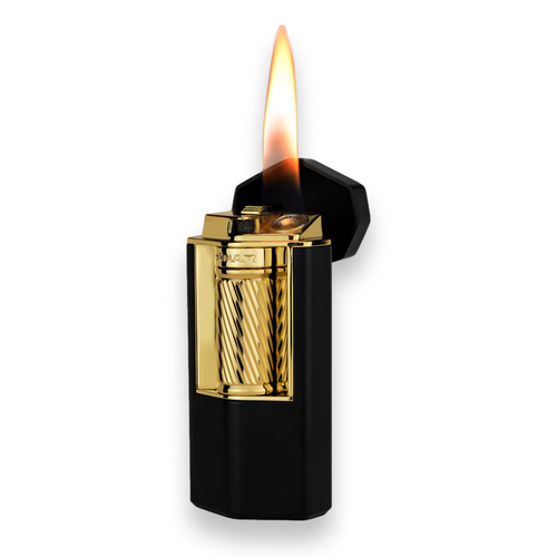 Zapaľovač cigariet Xikar Meridian Triple Soft Flame – čierny a zlatý – vonkajší plameň