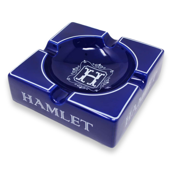 Rocky Patel Hamlet Navy Blue Porcelain 4-Cigar Ashtray  - Exterior Side 1