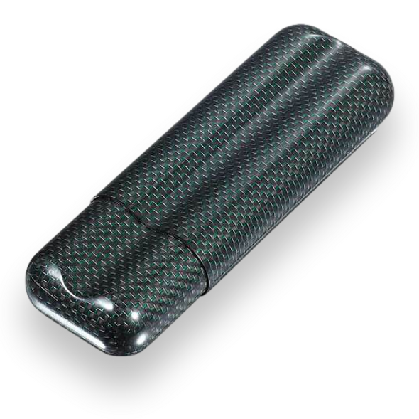 Visol Cartenium Carbon Fiber and Metal Cigar Case - 2 Finger - Exterior Front