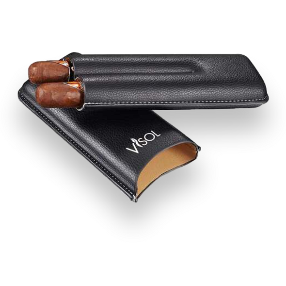 Visol Setke Black Matte Travel Cigar Case - Holds 4 Cigars