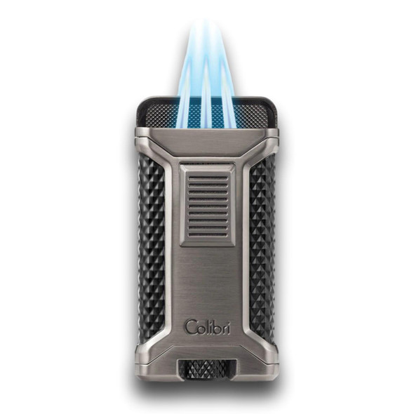 Colibri Ascari Torch Flame Triple Jet sigarenaansteker - Gunmetal en Zwart - Vlam