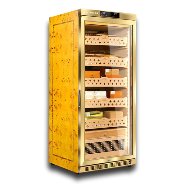 Raching MON1800A Climate Control Gold Burl 1,200-Cigar Electric Humidor - Main Image