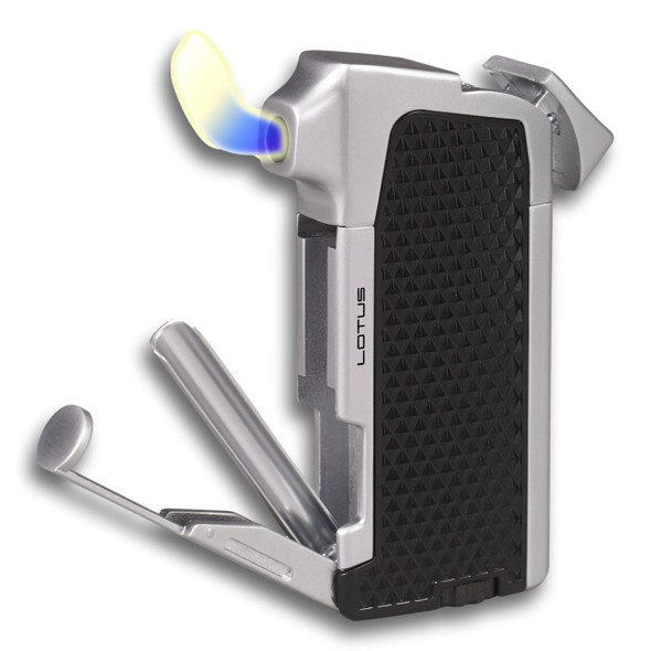 Lotus Condor Myk Flamme Pipe Lighter - Svart & Krom - Kutter