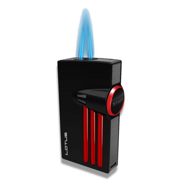 Allume-cigare double jet Lotus Orion Torch Flame - noir mat & rouge poli - flamme