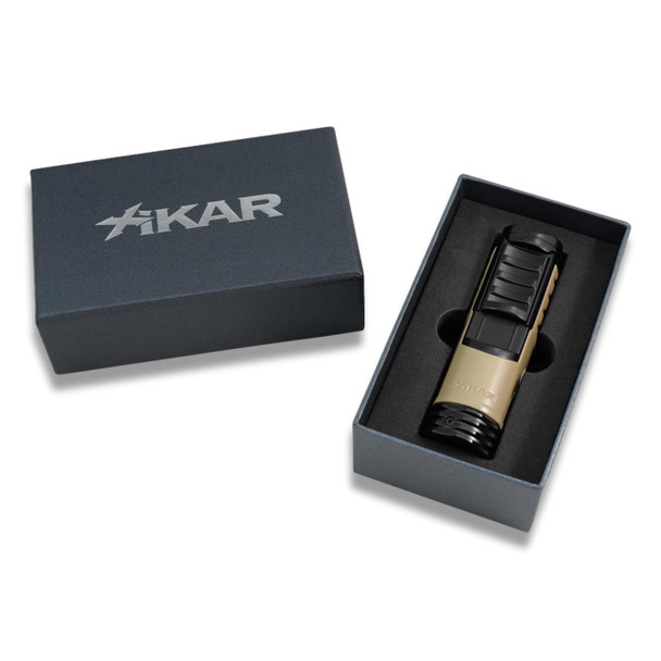 Xikar taktisk 1 fakkel flamme single jet cigar lighter - flad mørk jord - æske