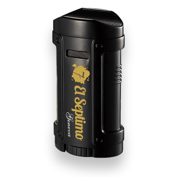 El-Septimo Classic Torch Flame Quad Jet Cigar Lighter - Black - Exterior Front