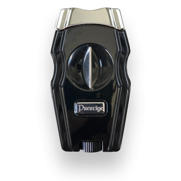 Prestige Gladiator 2-in-1 V-Cut en Punch combinatiesnijder - Jet Black Gloss - Buitenkant voorkant