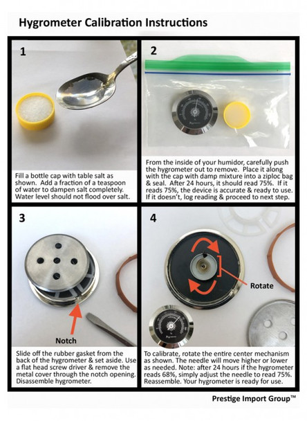 Prestige Berkeley II 100-Cigar Desktop Humidor  - Hygrometer Calibration Instructions