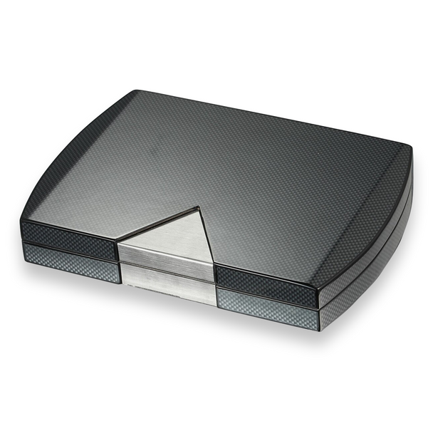 Visol Prosperio Carbon Fiber 20-Cigar Desktop Humidor  - Exterior Front