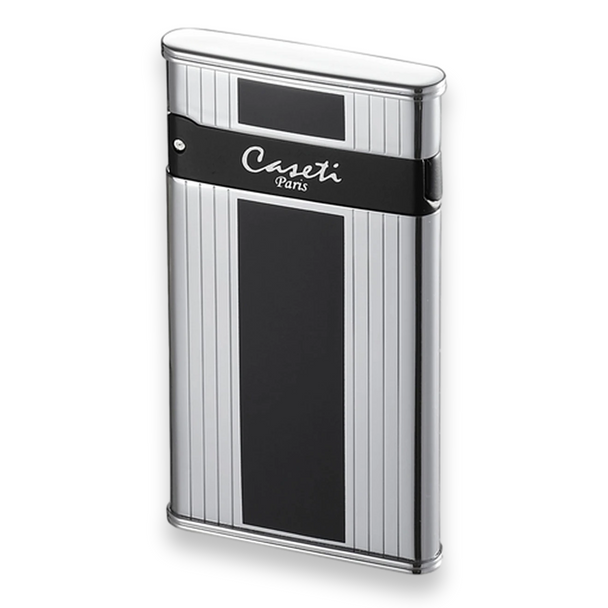 Caseti Flaco Ultra-Thin Torch Flame Single Jet Cigar Lighter - Black Panel - Exterior Front