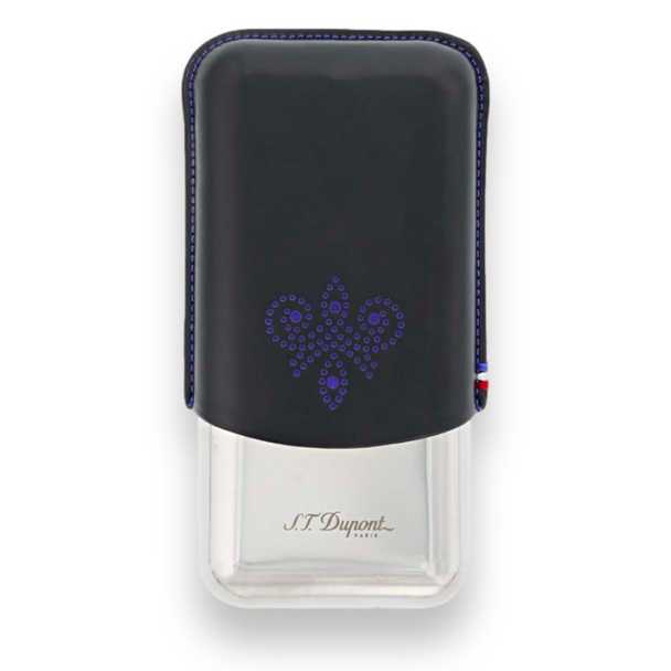 Estuche para cigarros ST Dupont Derby de cuero y metal con 3 dedos - Negro - Frente exterior