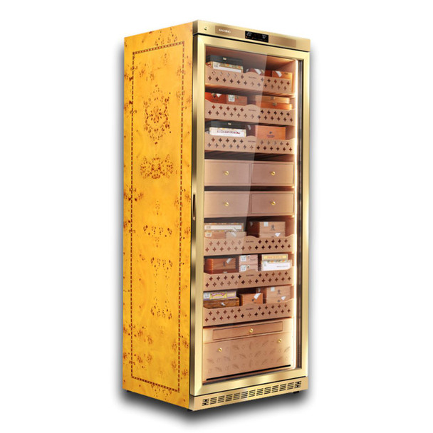 Raching mon5800a cave à cigares électrique à contrôle climatique en loupe d'or pour 4 000 cigares