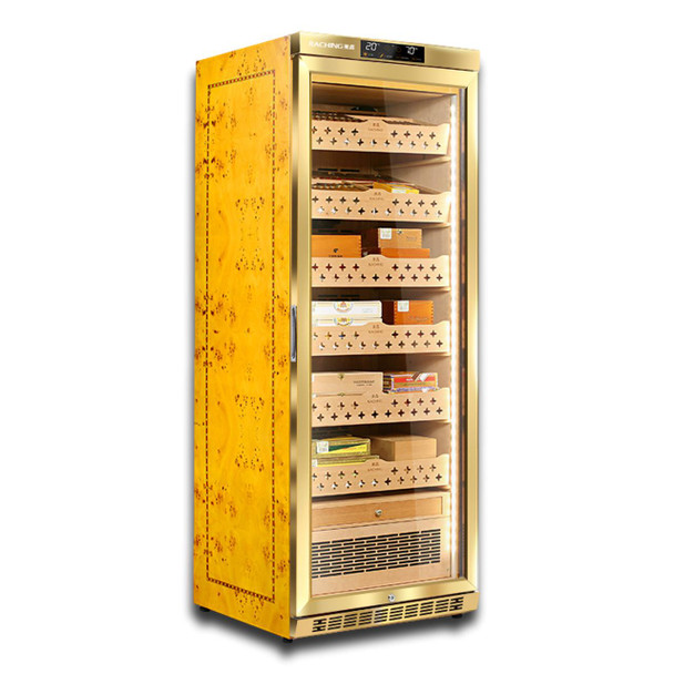 Raching MON2800A Climate Control Gold Burl 1,500-Cigar Electric Humidor - Main Image