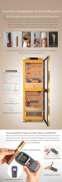 Raching mon3800b controle climático madeira preta umidificador elétrico de 1.800 charutos