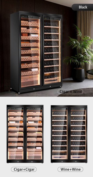 Especificaciones del humidor eléctrico Raching cd1200 con doble puerta de acero inoxidable y control de clima para 3200 cigarros