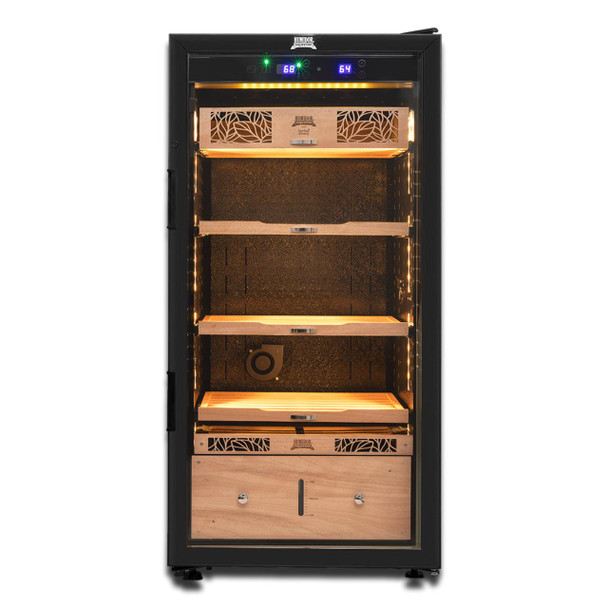 Humidor Supreme temperatur- und feuchtigkeitsgesteuerter elektrischer Humidor für 1.500 Zigarren – Vorderseite