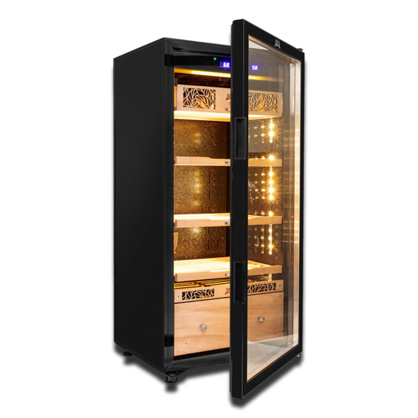 Humidor Supreme para 1500 cigarros con control de temperatura y humedad - Puerta abierta