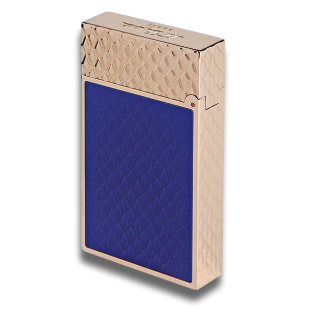 Encendedor de cigarros ST Dupont Line 2 de llama suave - Serie Perfect Ping - Escamas de dragón - Azul y oro rosa - Imagen principal