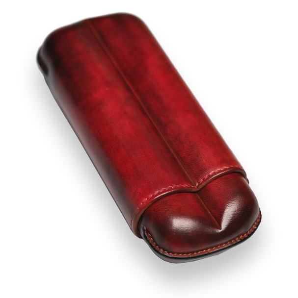 Elie Bleu Bordeaux Patina 2-3 Cigar Leather Case