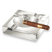 Visol Ramses Heavy Duty Crystal 4-Cigar Ashtray  - Exterior Front with Cigar
