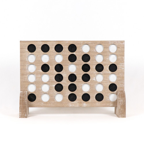 14.5x10.5x4.25 wd connect four game brd w/ 42 game pcs (SMALL) ntrl/wh/bk