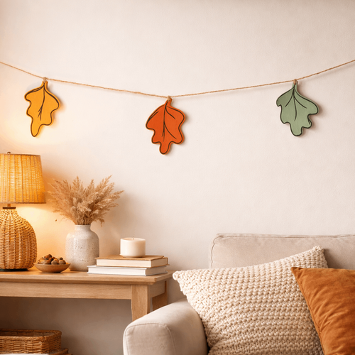60x3x.25 wood garland (LEAVES) multi