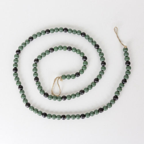60" X .5" Wood Bead Garland, Green/Black