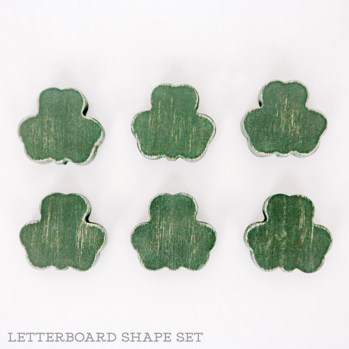2" x 1.75" x .25" Wood Shapes Set of 6 (Shamrocks) Green