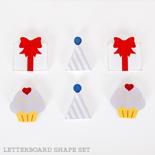 1.75" x 1.75" x .25" Wood Shapes Set of 6 (Birthday) Multicolor